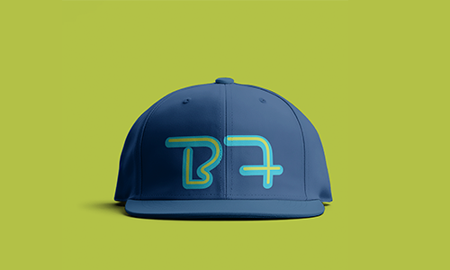 Green background and blue hat with BF letters on front.