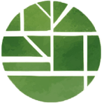 Green and white decorated round icon