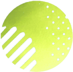 Lime green and white decorated circle icon