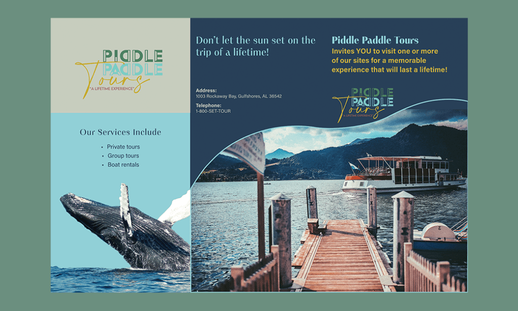 Cover of adventure travel brochure.