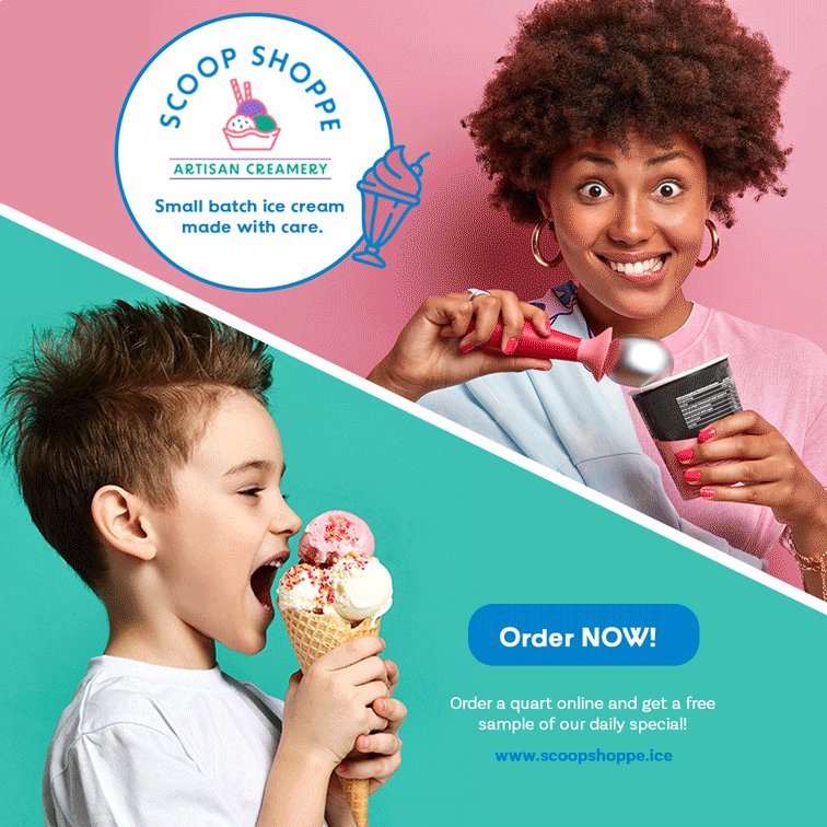 Scoop Shoppe ice cream animated GIF advertisement.